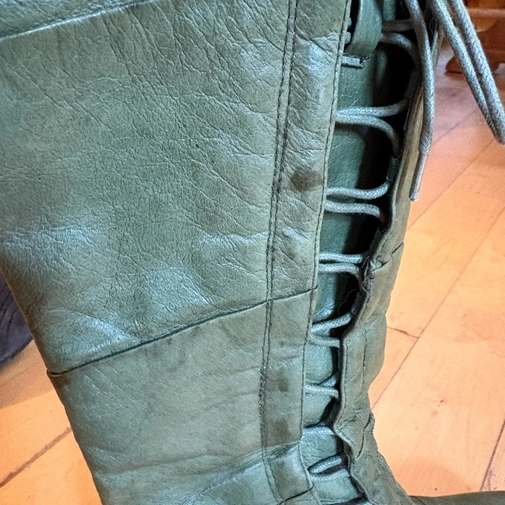 Miz Mooz Sage Green Leather Boots - 38 - Picture 6 of 11